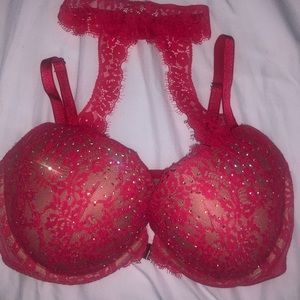 Embellished red VS bra